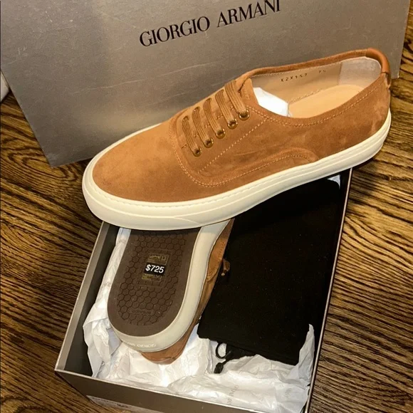 Giorgio Armani Brown Sneakers Minimalist Design brand new suede size eu41